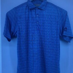 Men's Blue Plaid Performance Polo Shirt